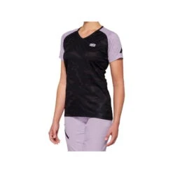 100% Airmatic Womens Short Sleeve Jersey - Noir/Lavande