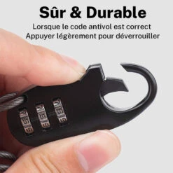 ROCKBROS Câble Antivol Casque Vélo Avec Code à 3 Chiffres Antivol Cadenas Pliable 90 Cm -Velo Composant Magasin cable antivol casque velo avec code a 3 chiffres antivol cadenas pliable 90 cm 2