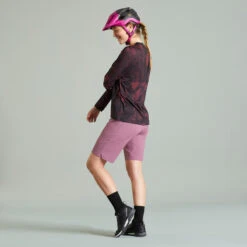 Rockrider MAILLOT MANCHES LONGUES VELO VTT EXPL 500 FEMME NOIR BORDEAUX -Velo Composant Magasin maillot manches longues velo vtt expl 500 femme noir bordeaux 2