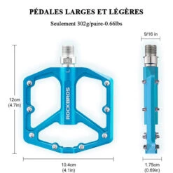 ROCKBROS Pédale Vélo En Alliage D'aluminium Pour Vélo Bicyclette Cyclisme VTT Bleu -Velo Composant Magasin pedale velo en alliage daluminium pour velo bicyclette cyclisme vtt bleu 6