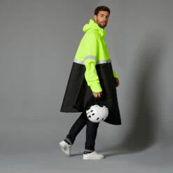 BTWIN PONCHO PLUIE VISIBILITE JOUR NUIT 560 NOIR JAUNE FLUO -Velo Composant Magasin poncho pluie visibilite jour nuit 560 noir jaune fluo 2