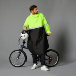 BTWIN PONCHO PLUIE VISIBILITE JOUR NUIT 560 NOIR JAUNE FLUO -Velo Composant Magasin poncho pluie visibilite jour nuit 560 noir jaune fluo 3