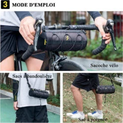 ROCKBROS Sacoche De Vélo/VTT/VTC Cadre Sac De Guidon Vélo 2,4L Sac à Bandoulière Noir -Velo Composant Magasin sacoche de velovttvtc cadre sac de guidon velo 24l sac a bandouliere noir 5