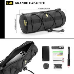 ROCKBROS Sacoche De Vélo/VTT/VTC Cadre Sac De Guidon Vélo 2,4L Sac à Bandoulière Noir -Velo Composant Magasin sacoche de velovttvtc cadre sac de guidon velo 24l sac a bandouliere noir 6