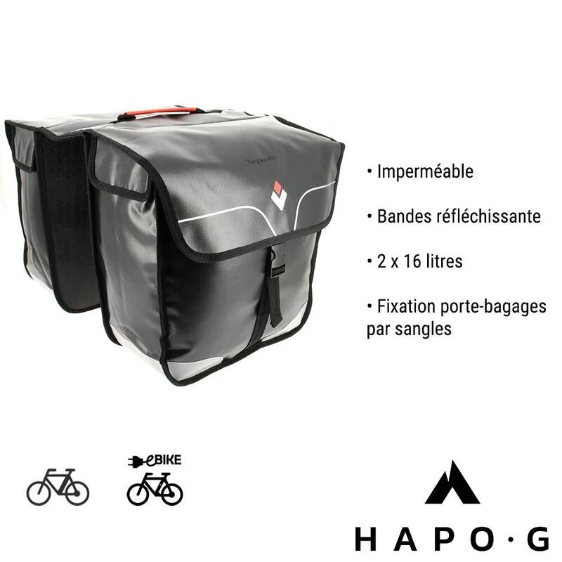 Sacoche vélo porte bagage étanche 32L Noir - Vélo électrique, VTT, VTC - HAPO-G Sacoche Vélo Porte Bagage étanche 32L Noir - Vélo électrique, VTT, VTC - HAPO-G -Velo Composant Magasin sacoche velo porte bagage etanche 32l noir velo electrique vtt vtc hapo g 6