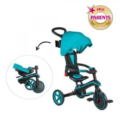 GLOBBER Tricycle EXPLORER 4-en-1 Évolutif & Pliable Bleu Canard -Velo Composant Magasin tricycle explorer 4 en 1 evolutif and pliable bleu canard 2